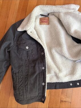 Levi's Charcoal Corduroy Sherpa-Lined Jacket